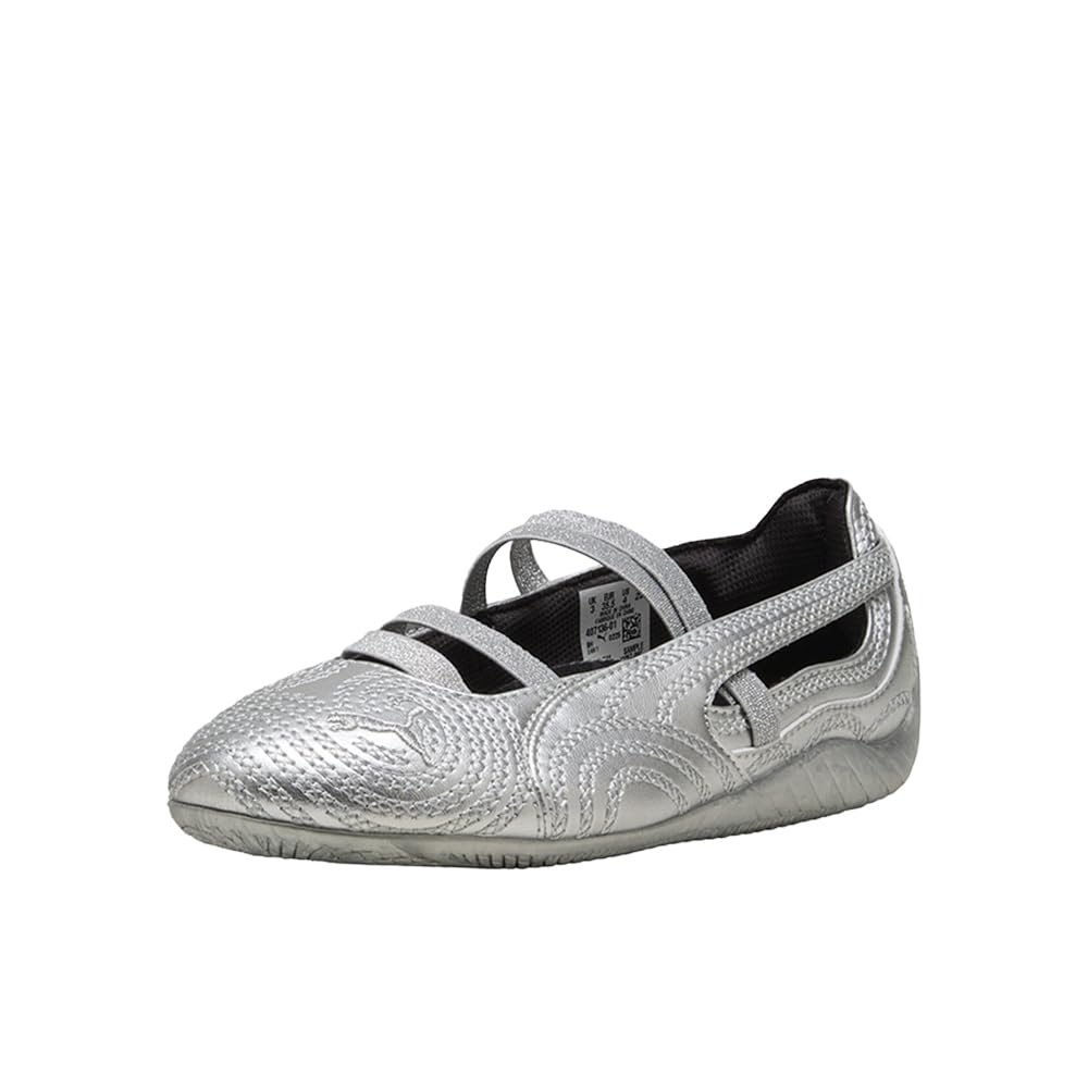PUMA Kids Girls Wicked Speedcat Metallic Embroidered Ballet Flats Casual - Silver -