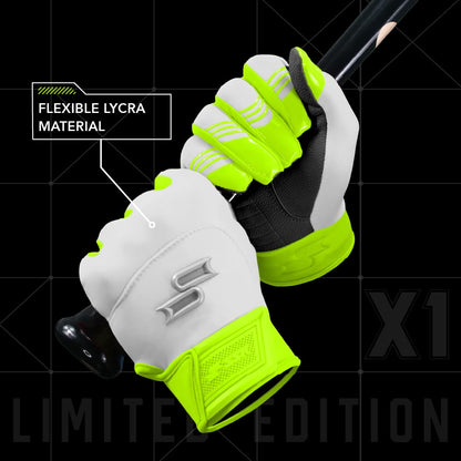 SSK X1 Color Rush Guantes de Bateo de Béisbol para Adultos (Talla XL / Azul Marino y Rojo)