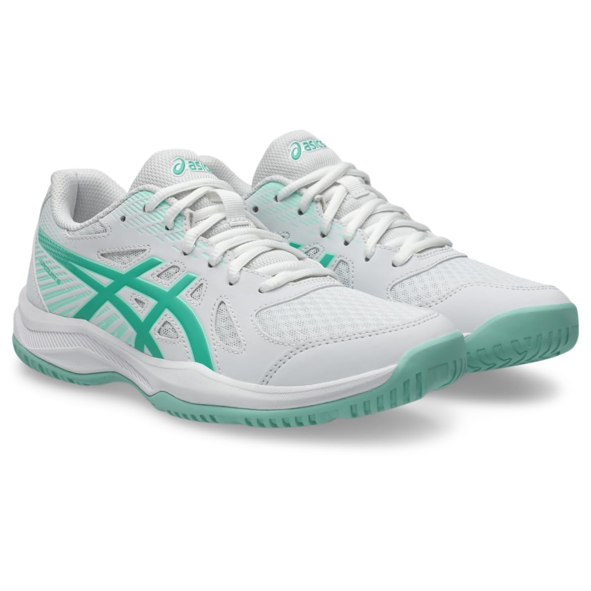 ASICS Women's Upcourt 6 Volleyball Shoes, White/Aurora Green