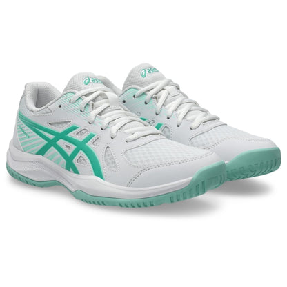 ASICS Women's Upcourt 6 Volleyball Shoes, White/Aurora Green