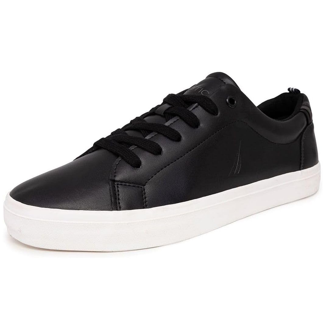 Nautica Men's Fashion Sneaker Casual Skate Lace-Up Shoe, Classic Tennis Low Top Loafer-Graves 3-Black
