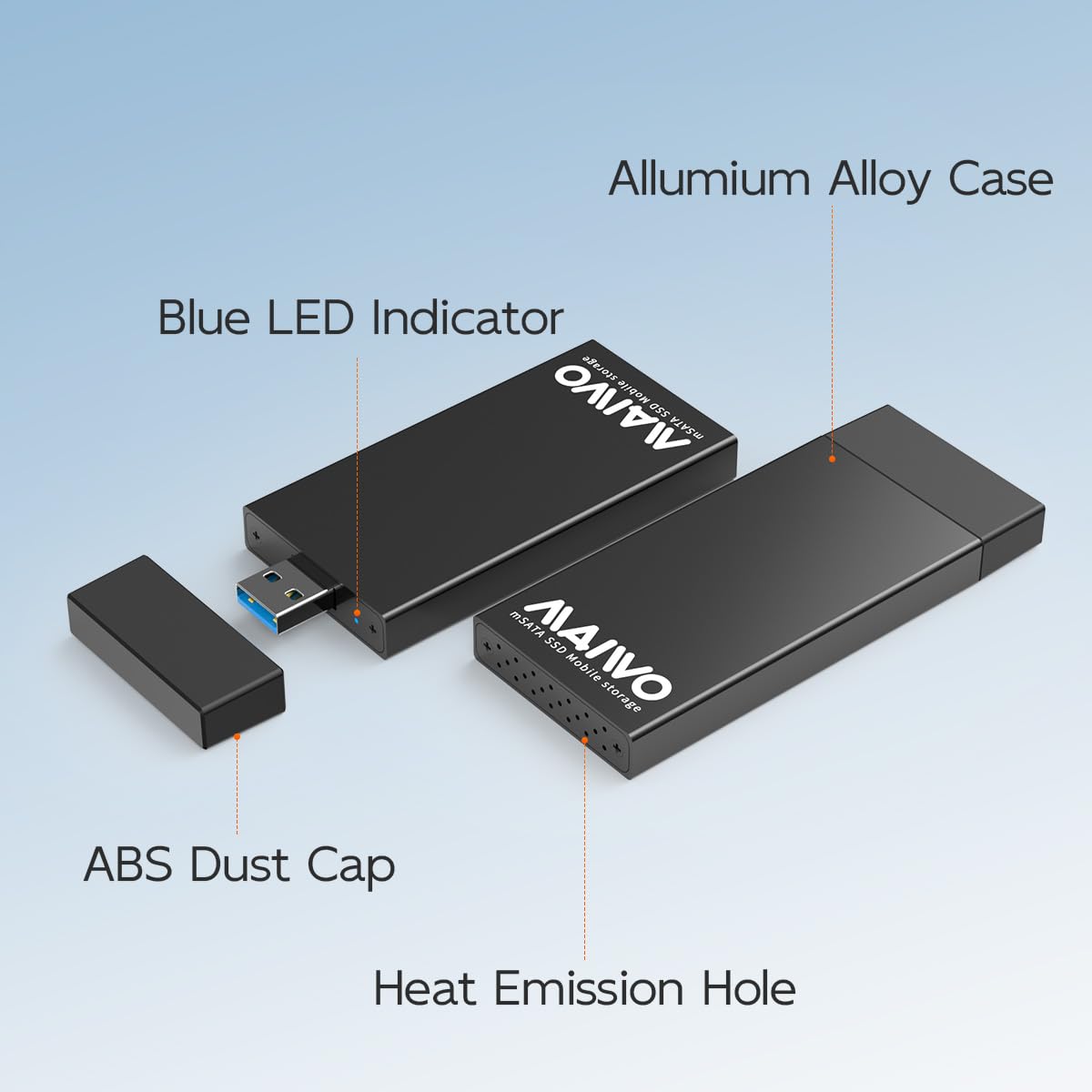MAIWO Adaptador de mSATA a USB 3.0 (Carcasa de Aluminio / 2TB)