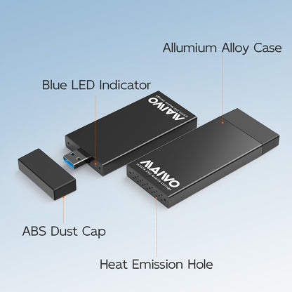 MAIWO Adaptador de mSATA a USB 3.0 (Carcasa de Aluminio / 2TB)