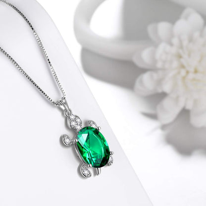 Aurora Tears Collar de Tortuga Verde de Plata 925 (Cristal Esmeralda)