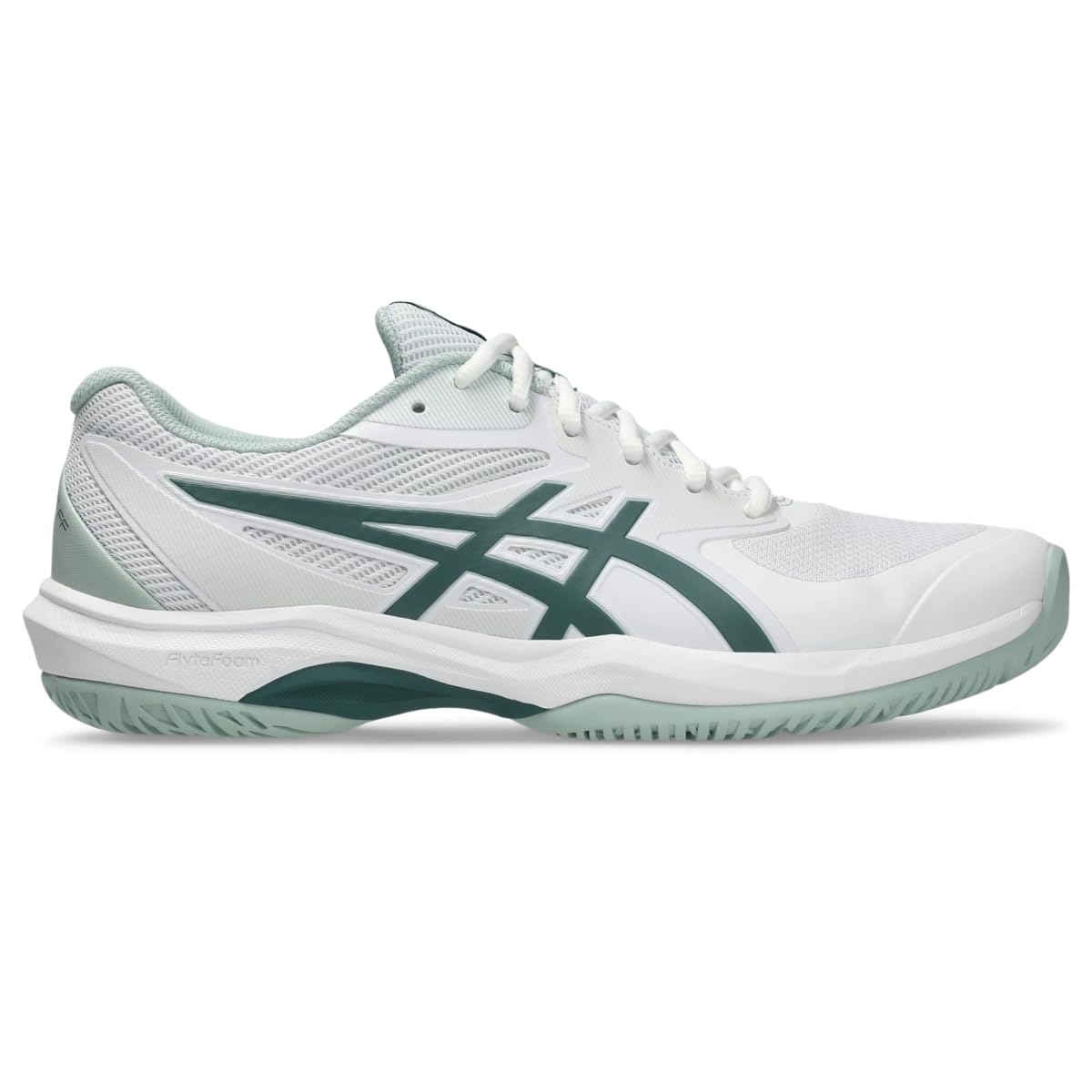 ASICS Men's Game FlyteFoam Tennis Shoes, White/Dark Neptune
