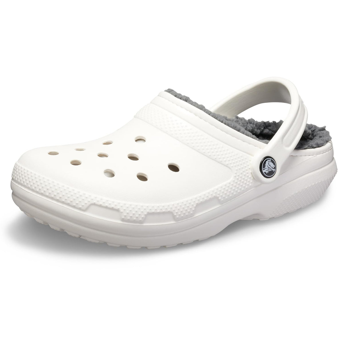 Crocs Men's and Women's Classic Lined Clog, White/Grey 2, US Men 5/Women 7