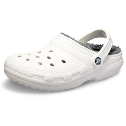 Crocs Men's and Women's Classic Lined Clog, White/Grey 2, US Men 5/Women 7