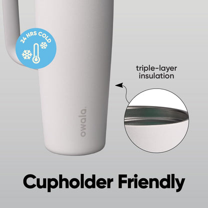 Owala FreeSip Tumbler Insulated Stainless Steel Water Bottle with Built-in Straw and Side Handle, For Travel, Work, School, and Sports, 30oz, BPA Free, Leak Proof, Shy Marshmallow