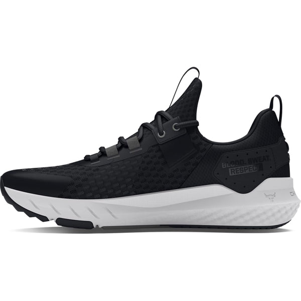 Under Armour Men's Project Rock Blood Sweat Respect 4, (001) Black/Castlerock/White, US
