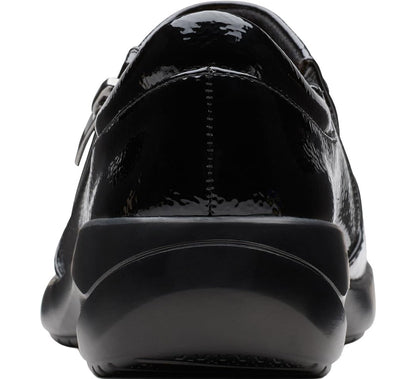 Clarks Women’s Kaetlyn Mila Leather Slip-On Loafers, Black Crinkle Patent Synthetic