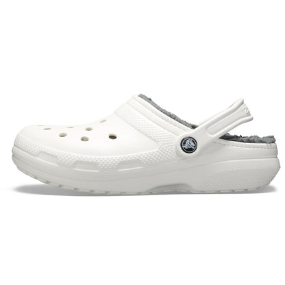 Crocs Men's and Women's Classic Lined Clog, White/Grey 2, US Men 5/Women 7