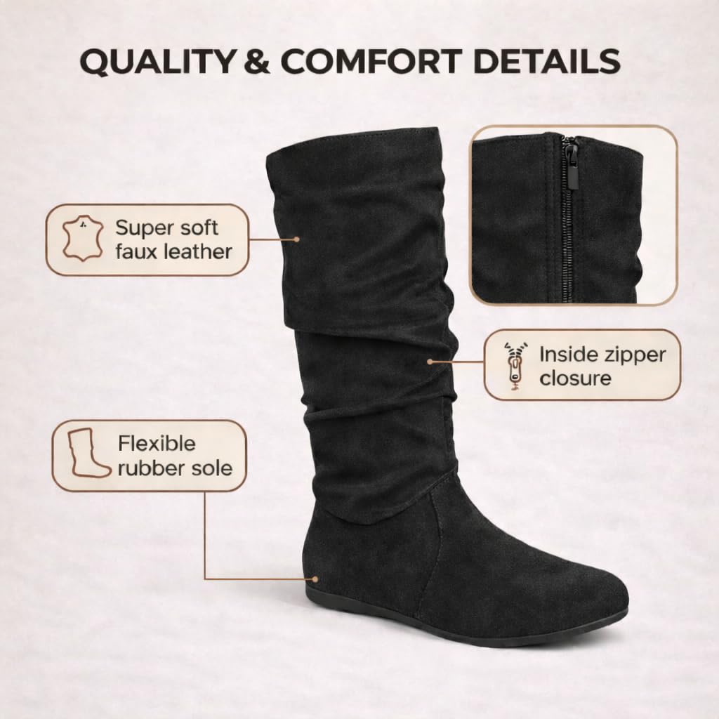 Wells Collection Botas Suaves para Mujer (Negro / Talla 7)