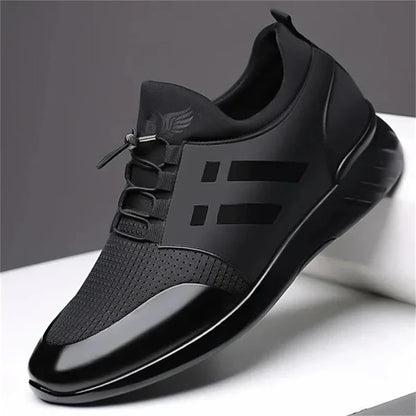 SWZEC Men's Leather Sneakers (Black