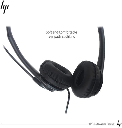 HP 3.5mm Wired Stereo Headset with Microphone, Ideal for School, Office, Online Meetings, and Daily Use, Customer Service Headset with Noise Cancelling Mic, Compatible with PC, Laptop, Desktop & Mac
