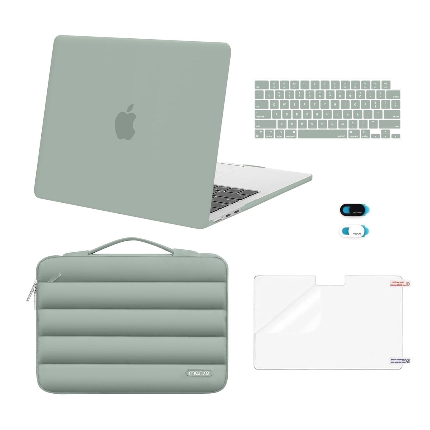 MOSISO Funda Rígida y Accesorios para MacBook Air de 13.6 Pulgadas (Verde Antiguo)
