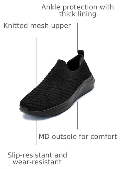 PPQ Womens Slip On Walking Shoes-Lightweight Comfort Breathable Travel Slip in Sneakers All Black