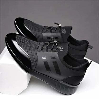 SWZEC Men's Leather Sneakers (Black