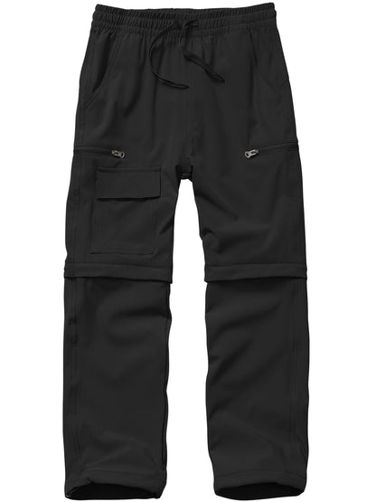 linlon Pantalones Cargo de Senderismo para Niños (Talla XL / Negro)