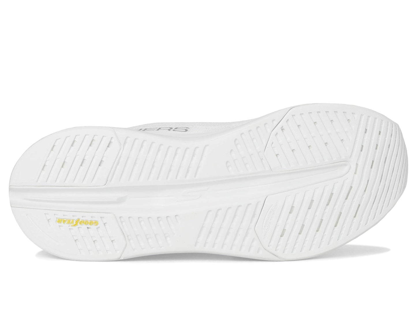 Skechers Women's Max Cushioning Glide Step Caledonia Hands Free Slip-ins Sneaker, White/Silver