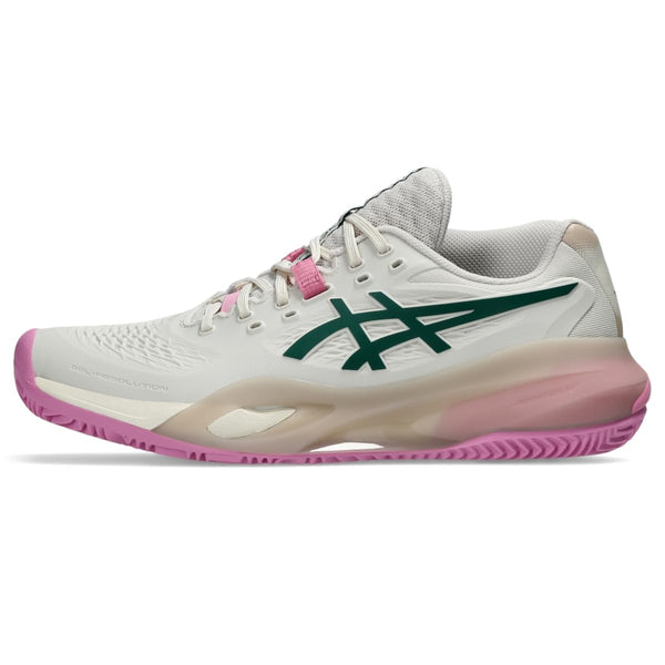 ASICS Women's Gel-Resolution X Padel Tennis Shoes, Soft Oat/Jewel Green
