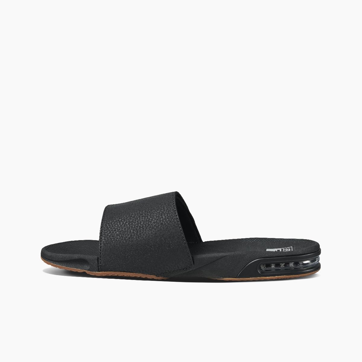 REEF Fanning Slide Mens Sandal Black-Silver 7