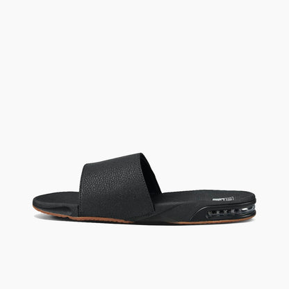 REEF Fanning Slide Mens Sandal Black-Silver 7