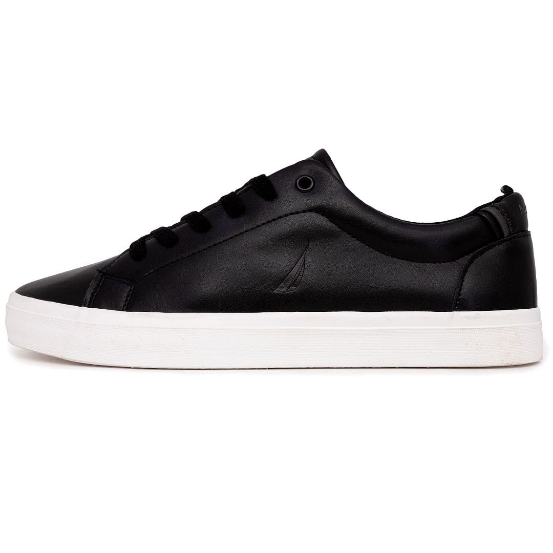 Nautica Men's Fashion Sneaker Casual Skate Lace-Up Shoe, Classic Tennis Low Top Loafer-Graves 3-Black