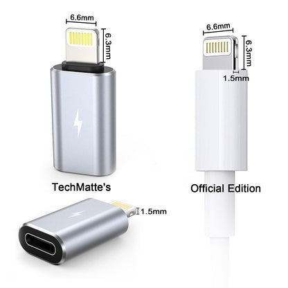 TechMatte Adaptadores de USB C a Lightning (Paquete de 2 / Gris)