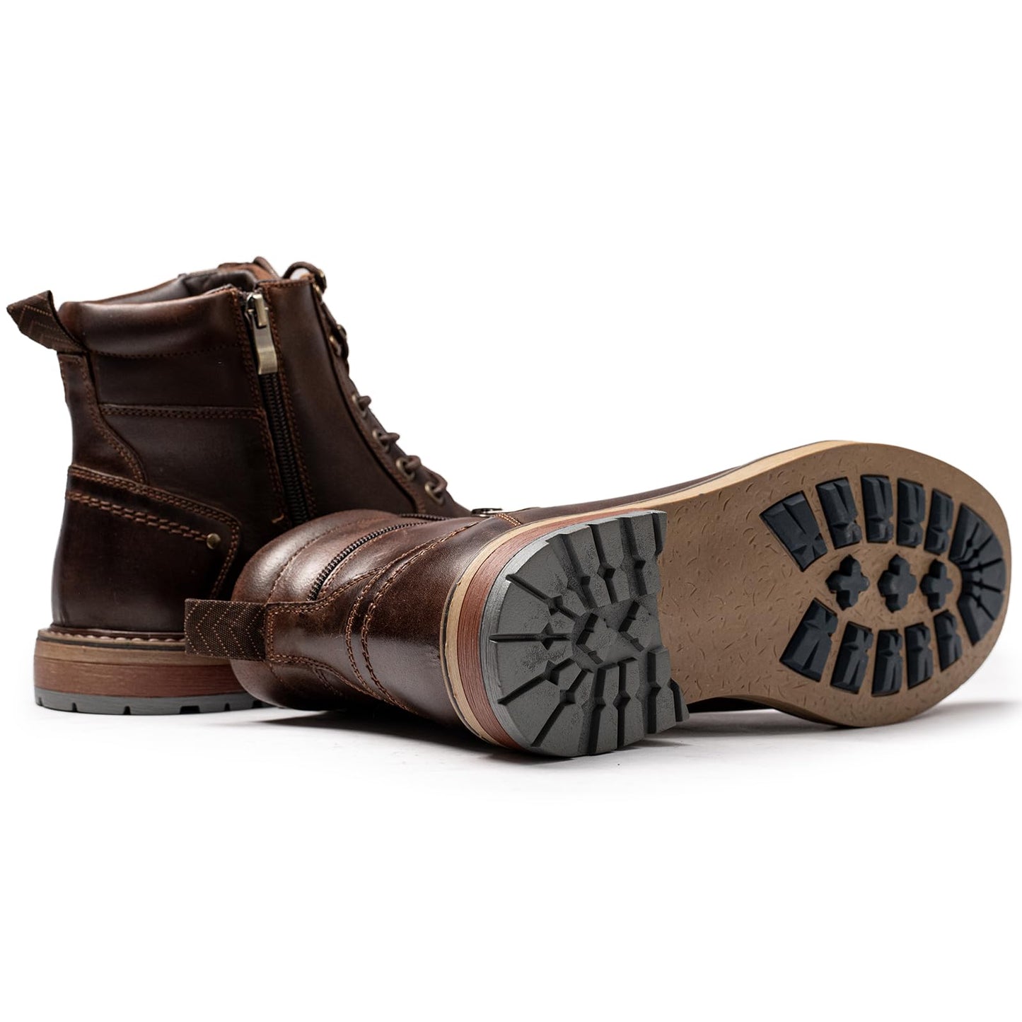 Arkbird Mens Boots Motorcycle Combat Boots Genuine Leather Dress Boot Casual Zipper Fashion Boots for Men