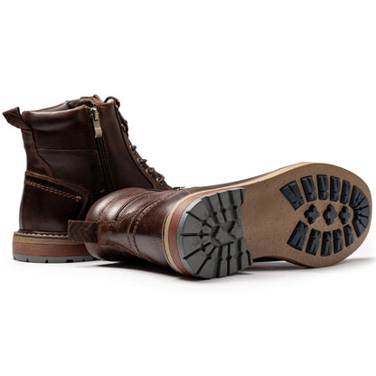 Arkbird Mens Boots Motorcycle Combat Boots Genuine Leather Dress Boot Casual Zipper Fashion Boots for Men