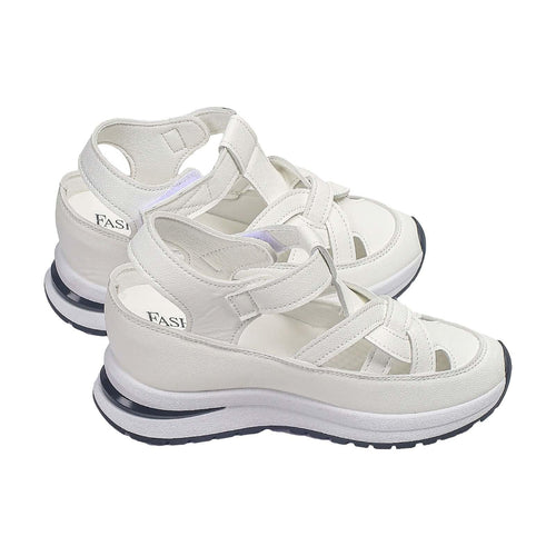 Betadog Women's Sports Sandals Casual Side Hollow Paste Slope Bottom Roman Shoes Summer Sandal Slippers for Women with Strap (White