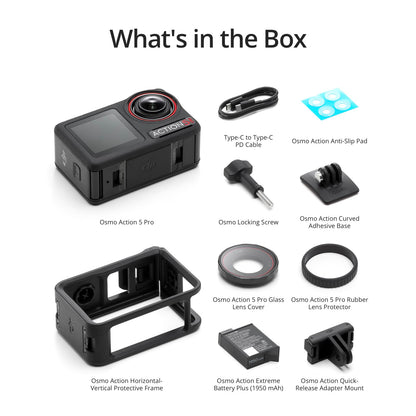 DJI Osmo Action 5 Pro Standard Combo, Waterproof Action Camera with 1/1.3" Sensor, 4K/120fps Video, Subject Tracking, Stabilization, Dual OLED Touchscreens, 47GB Built-in Storage, Vlogging Camera