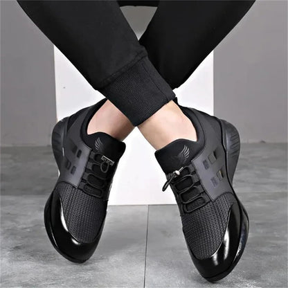 SWZEC Men's Leather Sneakers (Black