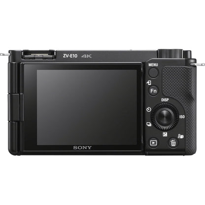 Sony ZV-E10 Mirrorless Camera Kit with 16-50mm II Power Zoom Lens (Black) | APS-C Sensor | Compact Creator Tool + 64GB Card + Bag + Card Reader + HDMI Cable + Flex Tripod + Hand Strap + More