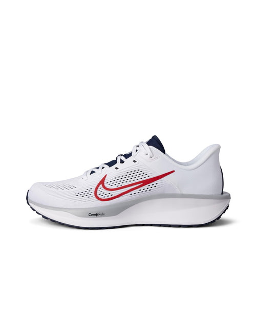 Nike Men's Quest 6 Road Running Shoes, White/University Red-Obsidian-Wolf Grey