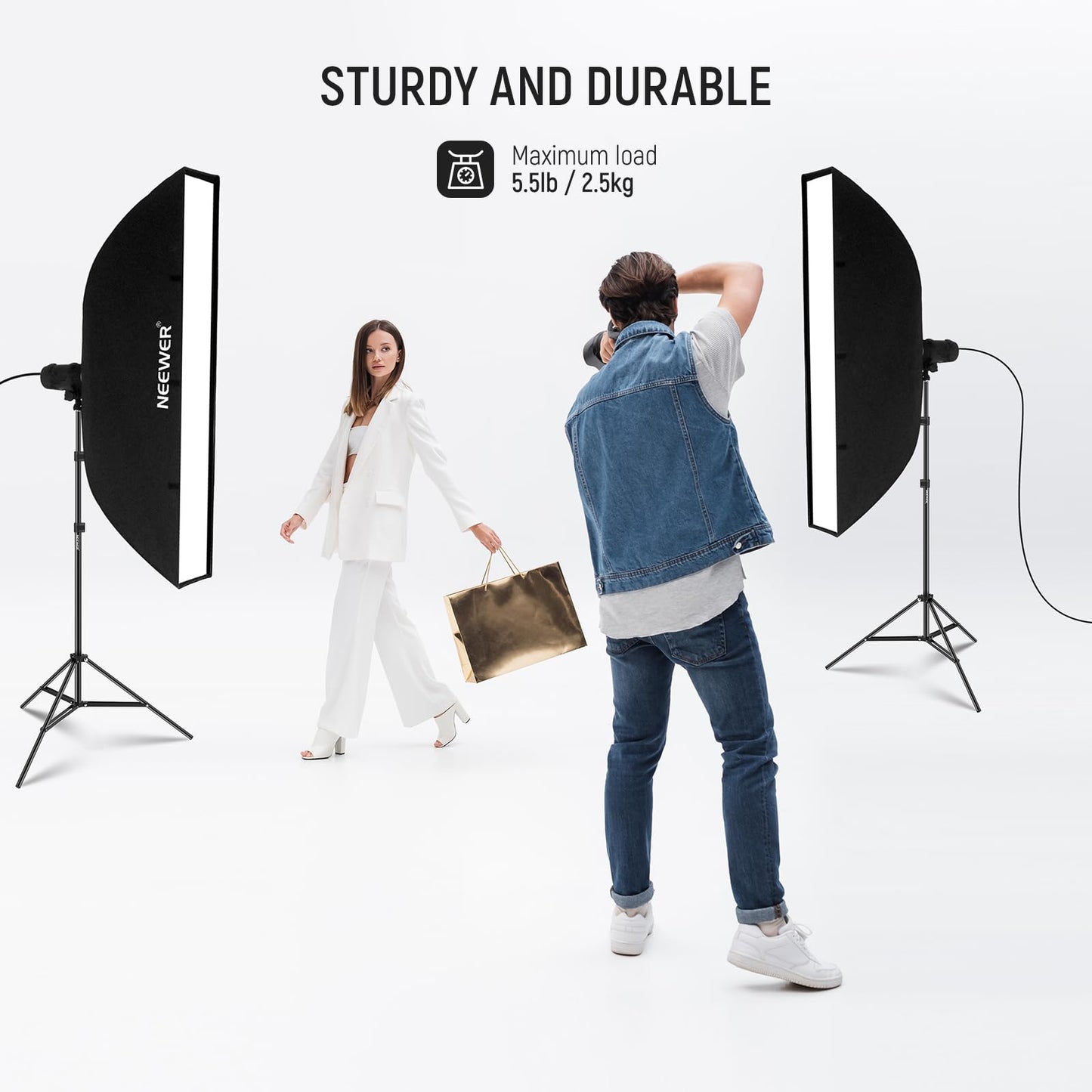 NEEWER Photography Light Stand, 7 Feet / 210cm Aluminum Alloy Photo Studio Tripod Stands for Video, Portrait and Photography Lighting, Reflectors, Soft Boxes, Umbrellas, Backgrounds (2 Pieces)