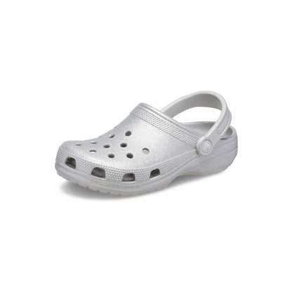 Crocs Unisex-Adult Classic Sparkly Clog, Metallic and Glitter Shoes, Silver Glitter