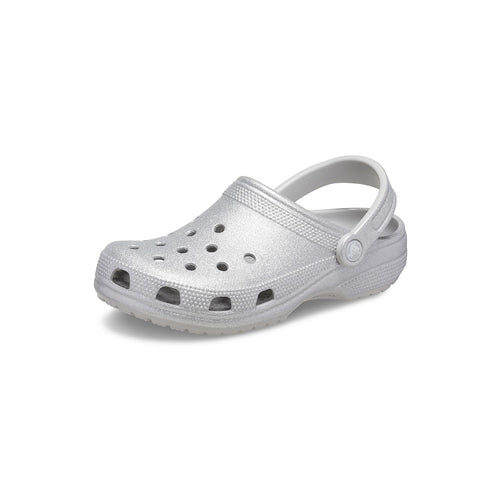Crocs Unisex-Adult Classic Sparkly Clog, Metallic and Glitter Shoes, Silver Glitter
