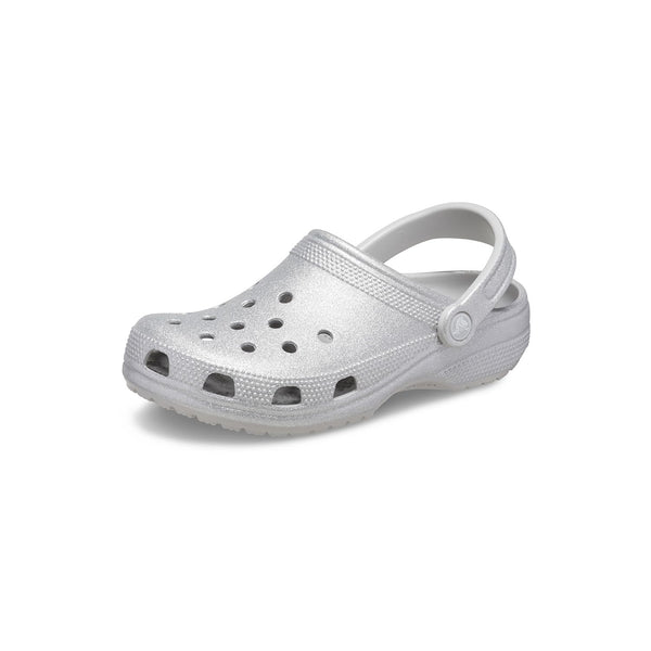 Crocs Unisex-Adult Classic Sparkly Clog, Metallic and Glitter Shoes, Silver Glitter