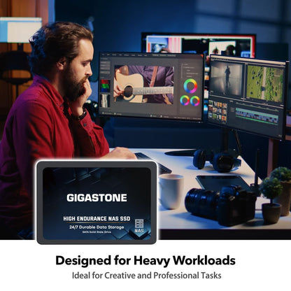 Gigastone 【NAS Certified】 High Endurance SSD 4TB (4-Pack) Up to 530MB/s SLC Caching 24/7 Reliable for Gaming/PC/NAS SSD 5-Year Warranty 2.5" SATA Internal Solid State Drives RAID Disk