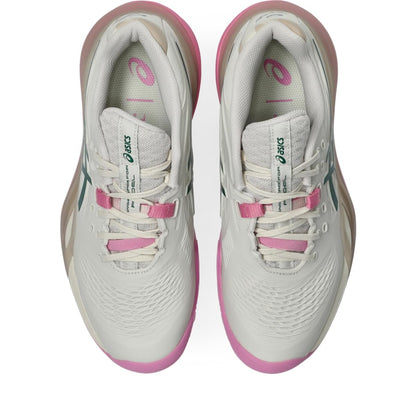 ASICS Women's Gel-Resolution X Padel Tennis Shoes, Soft Oat/Jewel Green