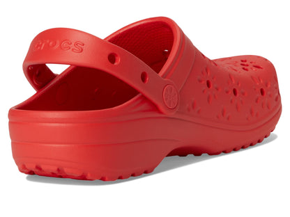 Crocs Classic Clogs with Floral Cut Out Design Cherry Red