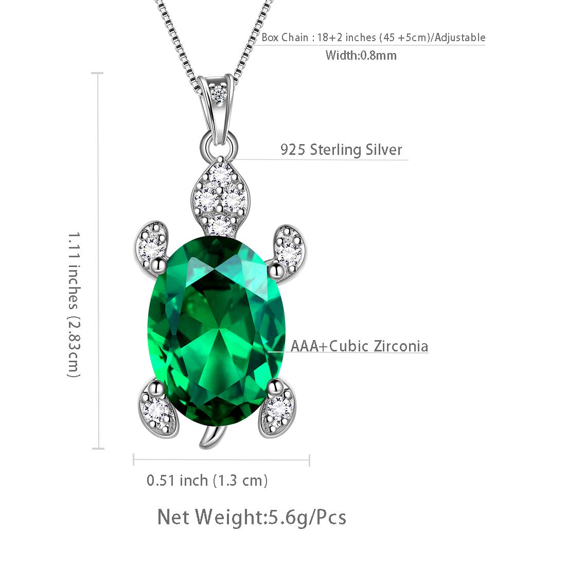 Aurora Tears Collar de Tortuga Verde de Plata 925 (Cristal Esmeralda)