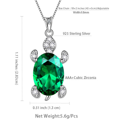 Aurora Tears Collar de Tortuga Verde de Plata 925 (Cristal Esmeralda)