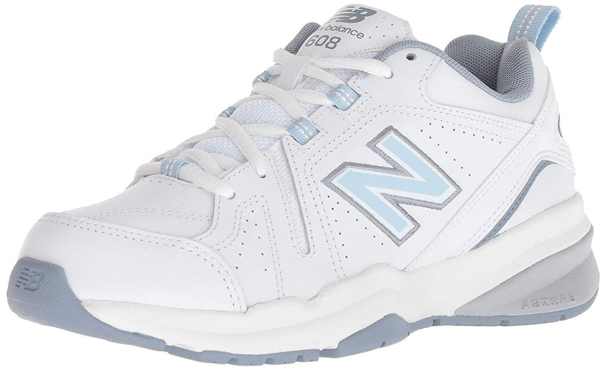 New Balance Women's 608 V5 Casual Comfort Cross Trainer, White/Light Blue