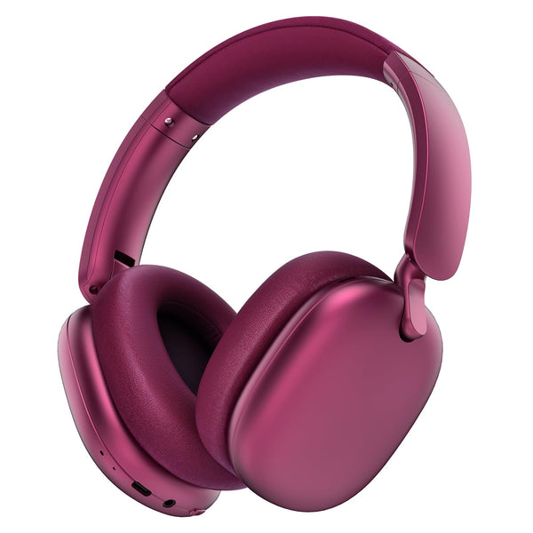 RORSOU C6 Active Noise Cancelling Headphones, Wireless Over Ear Bluetooth Headphones, 60H Playtime, Lightweight Folding Deep Bass Comfort Fit Ear Cups Headset with Mic for iPad/Travel/PC/Home Red