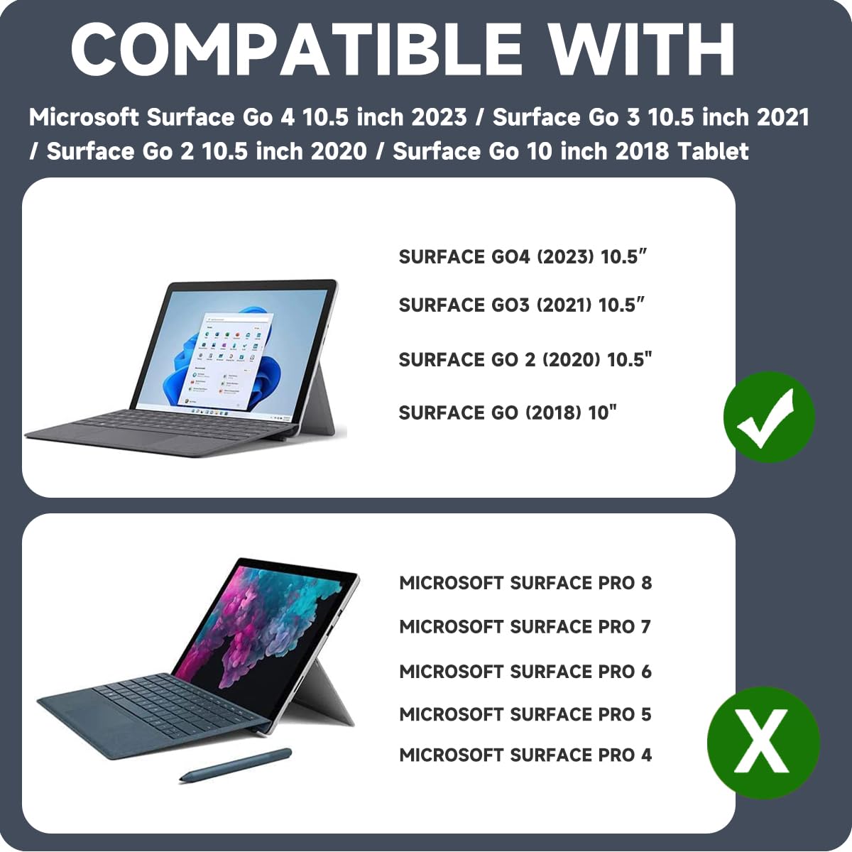 DreamerX Funda para Microsoft Surface Go 4/3/2/1 (Negro)