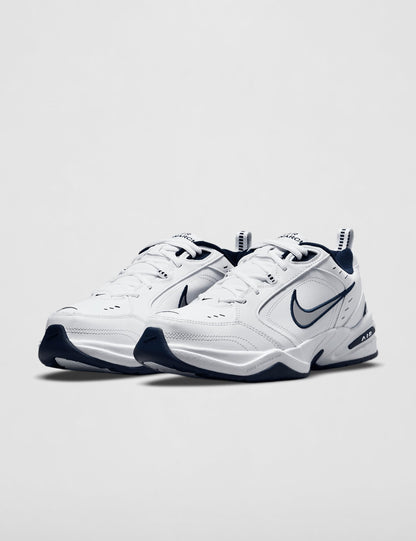 Nike Men's NIKE AIR MONARCH IV (4E) RUNNING SHOES -11; White / Metallic Silver-Midnight Navy