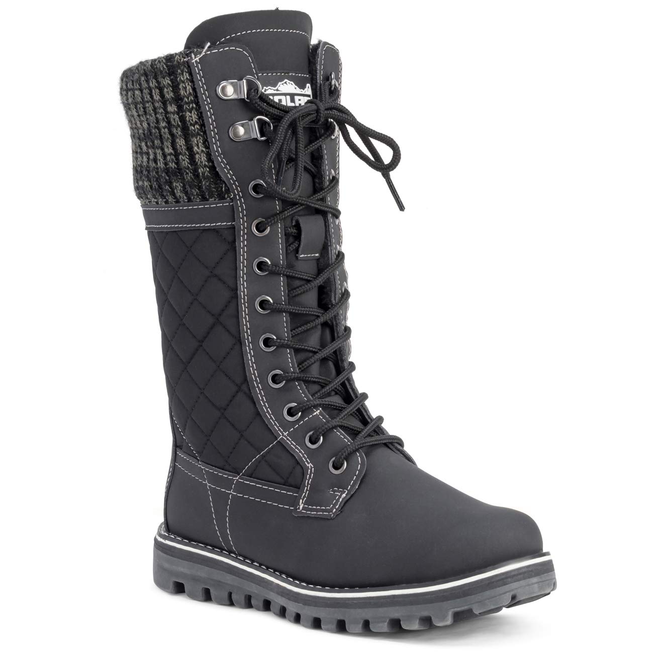 POLAR Womens Winter Thermal Snow Outdoor Warm Mid Calf Waterproof Durable Boot - Black