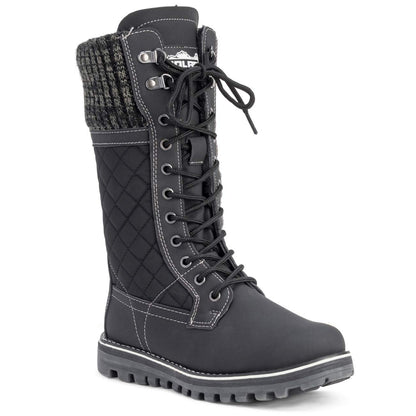 POLAR Womens Winter Thermal Snow Outdoor Warm Mid Calf Waterproof Durable Boot - Black